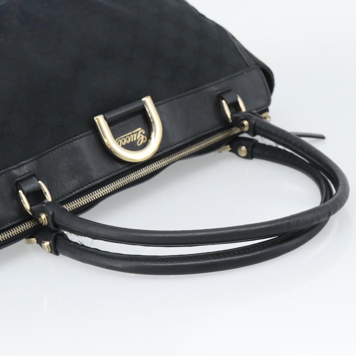 GUCCI GG Canvas Hand Bag Black Gold 189831 Auth mr2645