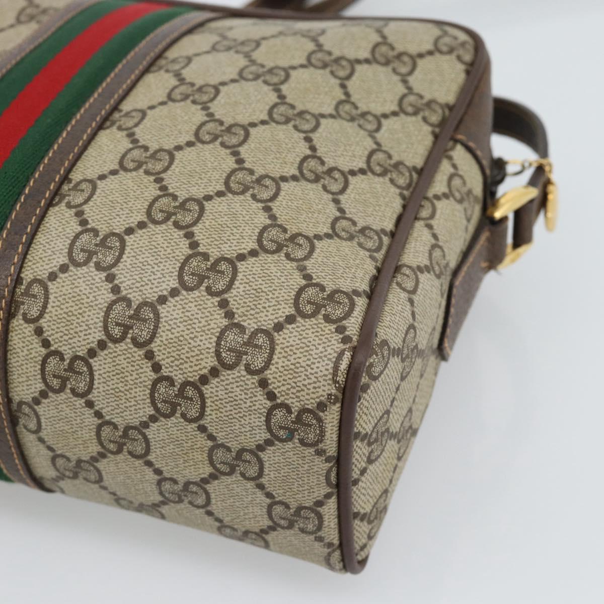GUCCI GG Supreme Web Sherry Line Bag PVC Beige Gold 00 156 0852 Auth mr2646