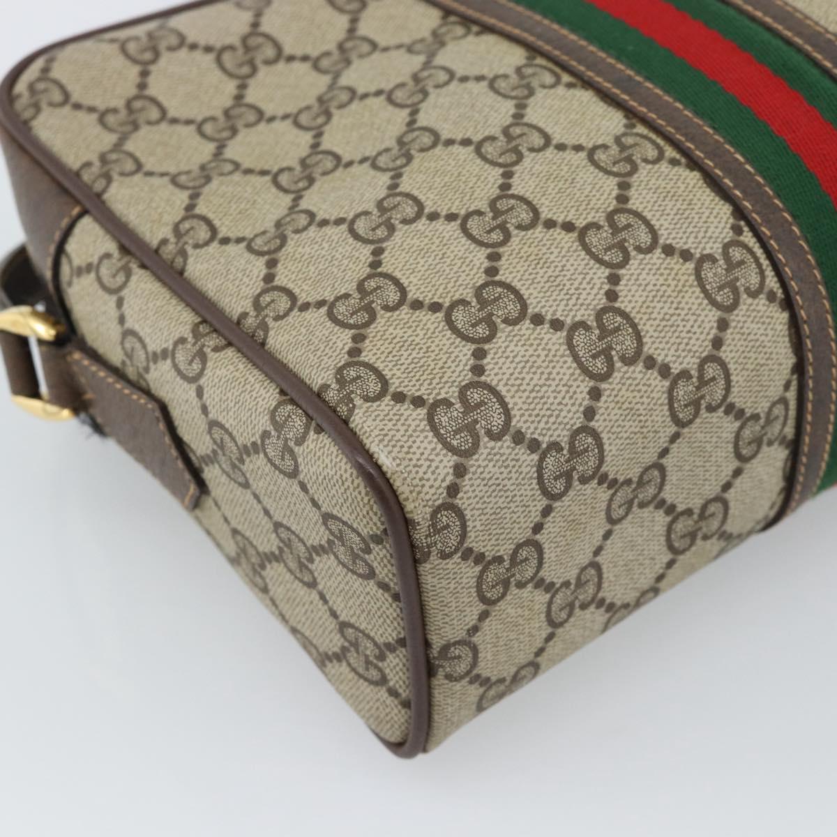 GUCCI GG Supreme Web Sherry Line Bag PVC Beige Gold 00 156 0852 Auth mr2646