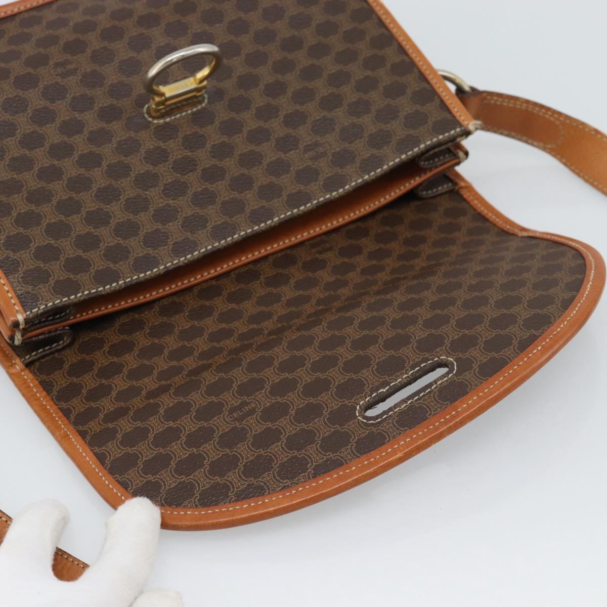 CELINE Macadam Shoulder Bag PVC Leather Brown Gold Auth mr2647