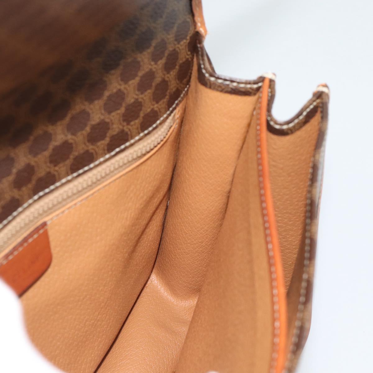 CELINE Macadam Shoulder Bag PVC Leather Brown Gold Auth mr2647