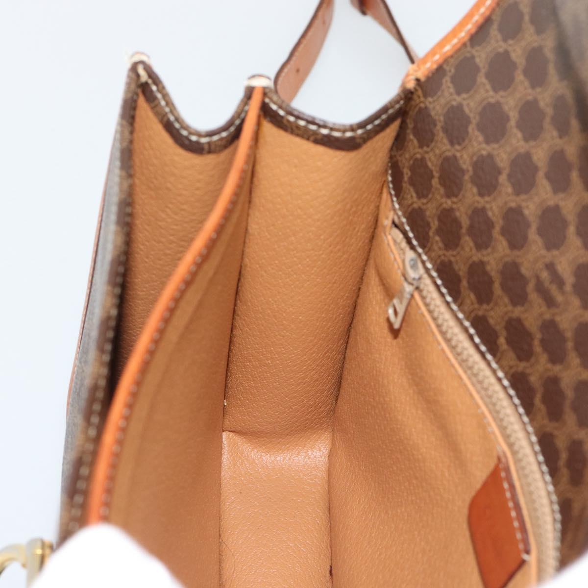 CELINE Macadam Shoulder Bag PVC Leather Brown Gold Auth mr2647