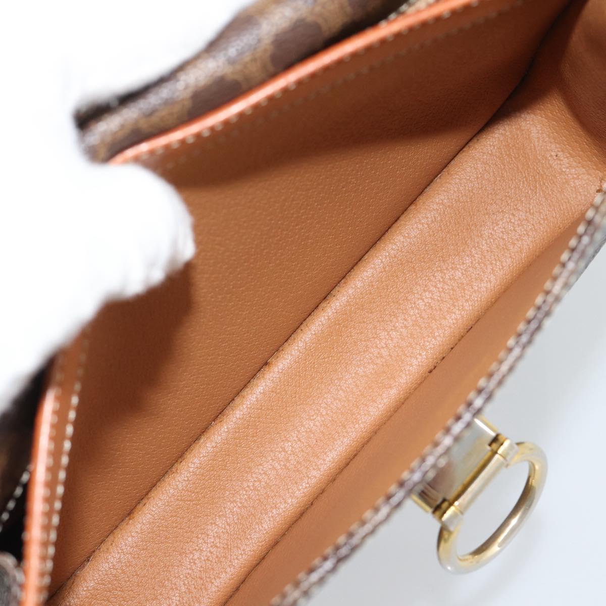 CELINE Macadam Shoulder Bag PVC Leather Brown Gold Auth mr2647