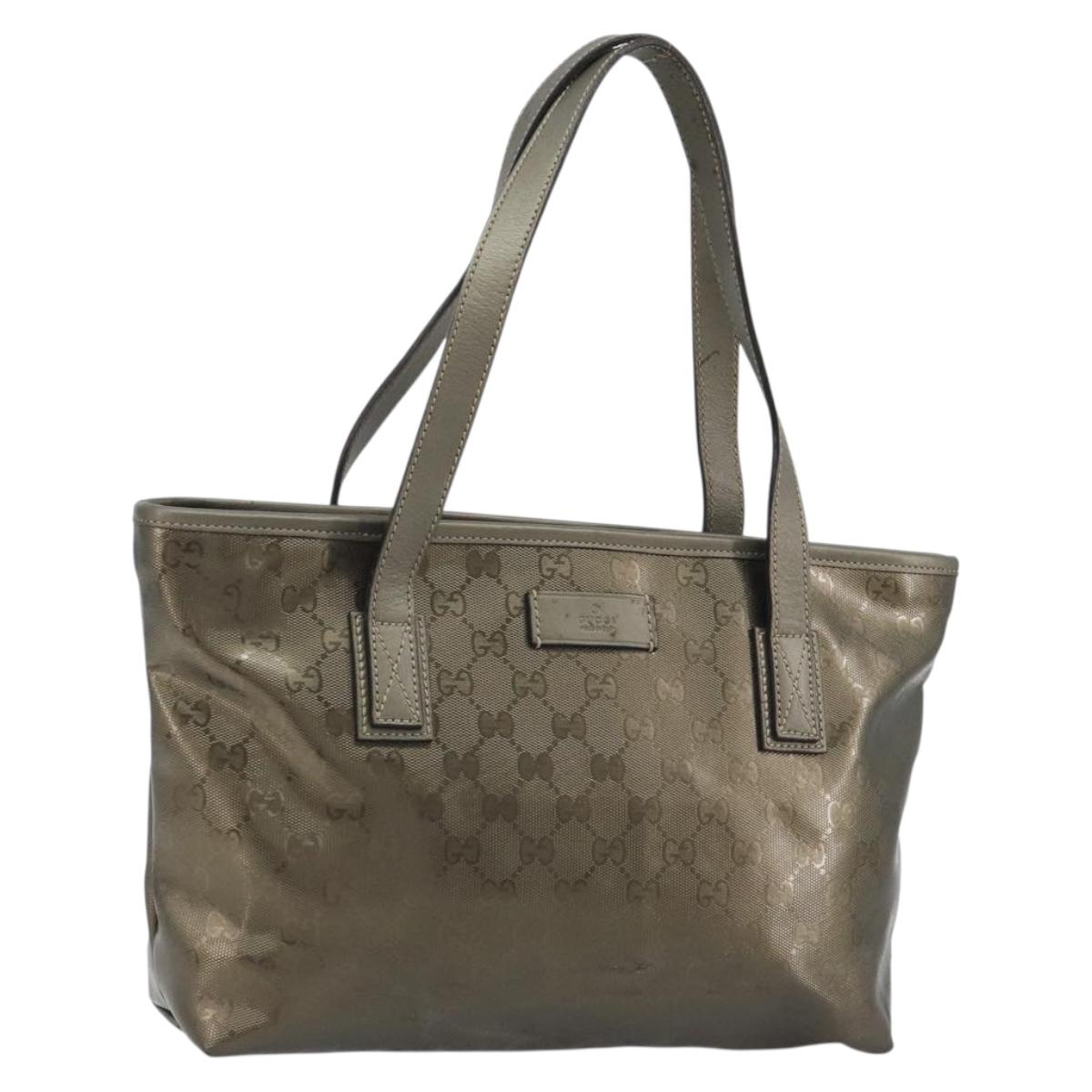 GUCCI GG Implementation Tote Bag PVC Bronze Silver 211133 Auth mr2649
