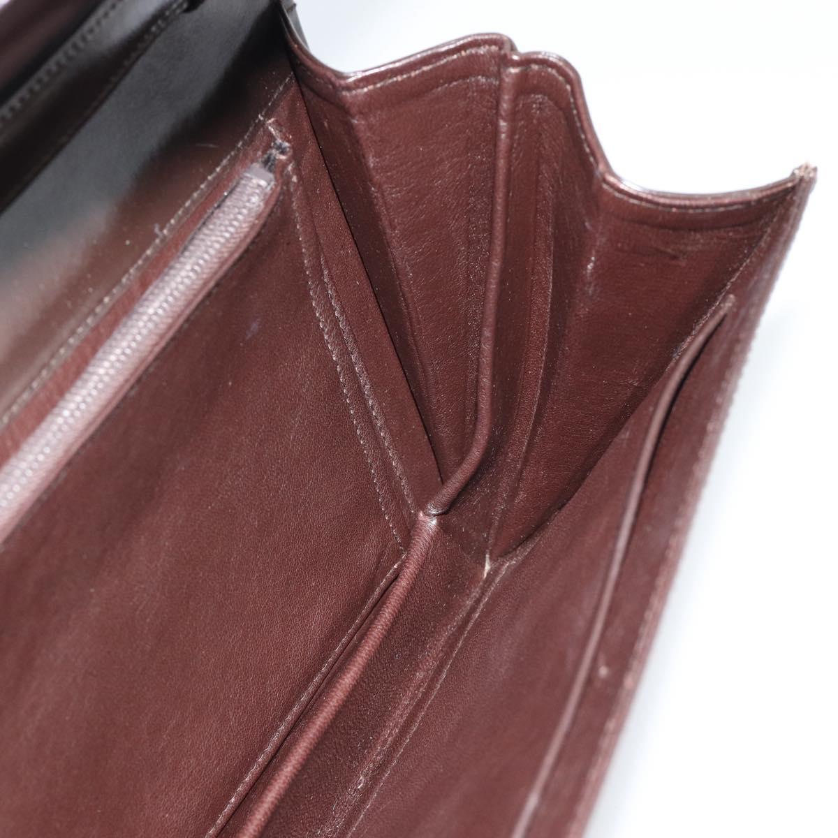 GUCCI Shoulder Bag Leather Brown Gold Auth mr2650