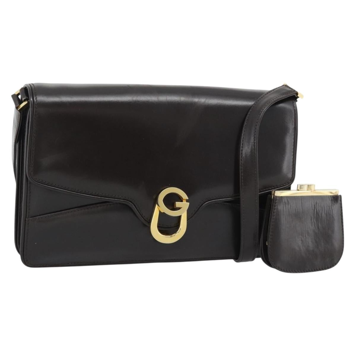 GUCCI Shoulder Bag Leather Brown Gold Auth mr2650