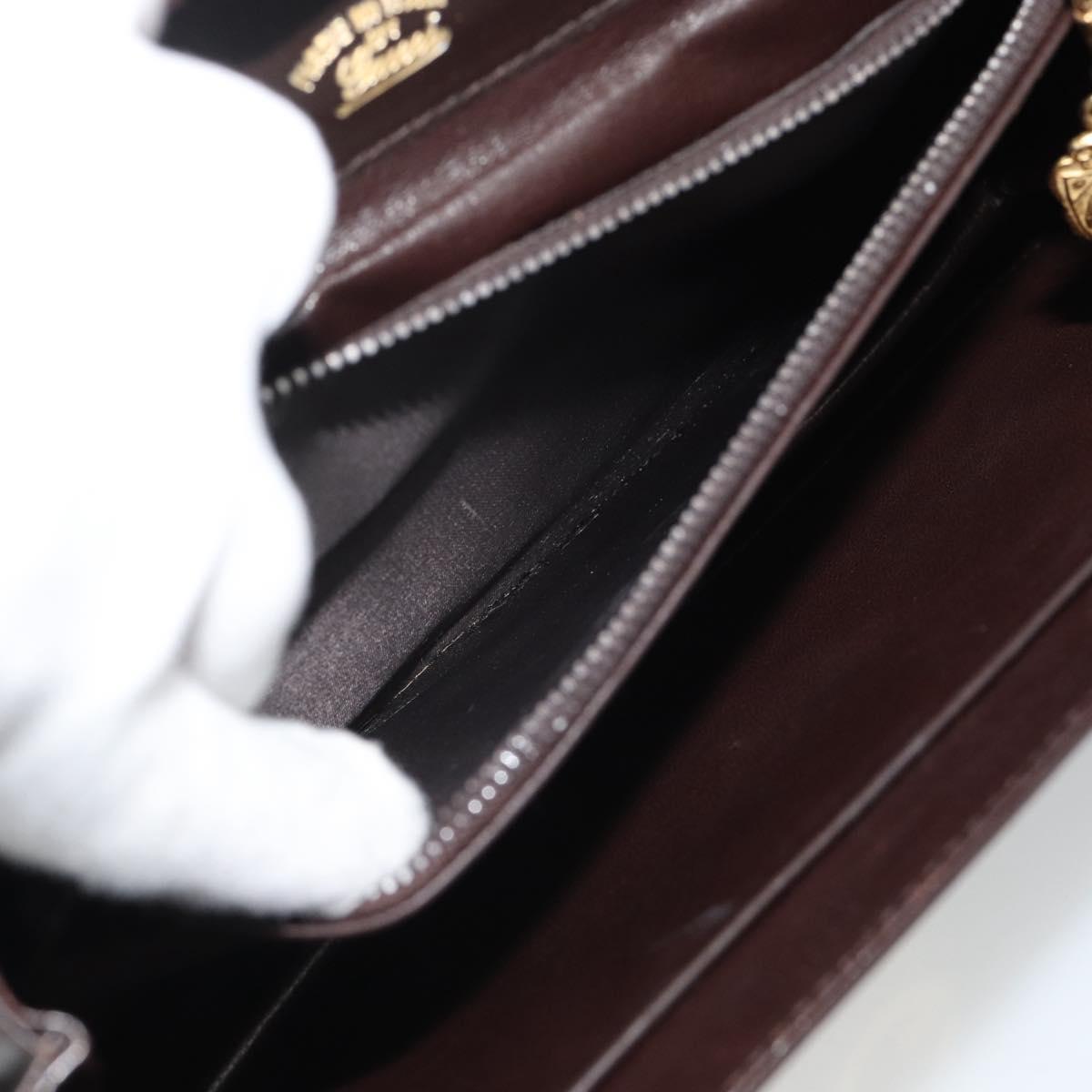 GUCCI Shoulder Bag Leather Brown Gold Auth mr2650