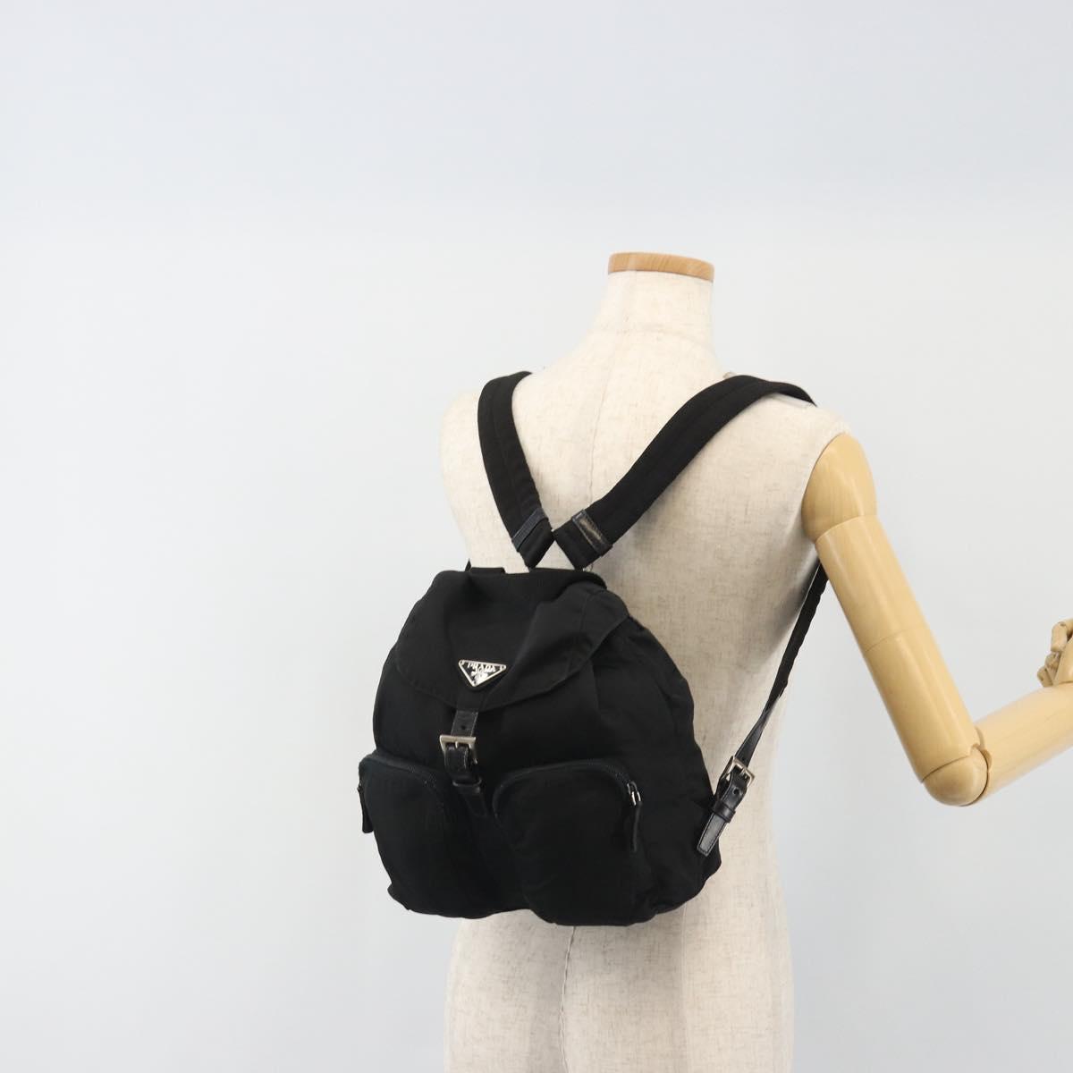 PRADA Backpack Nylon Black Silver Auth mr2651