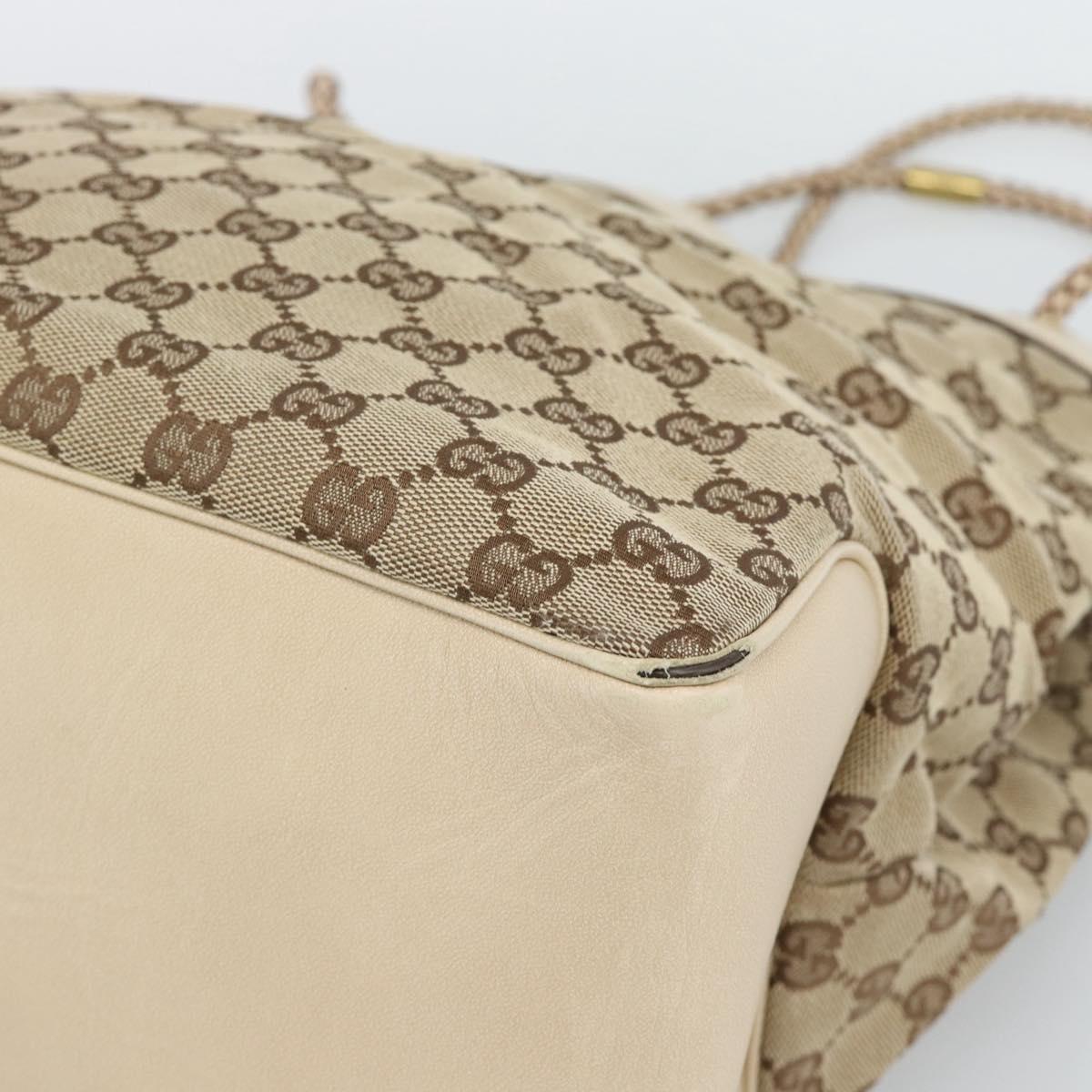 GUCCI GG Canvas Tote Bag Beige Gold 109141 Auth mr2652