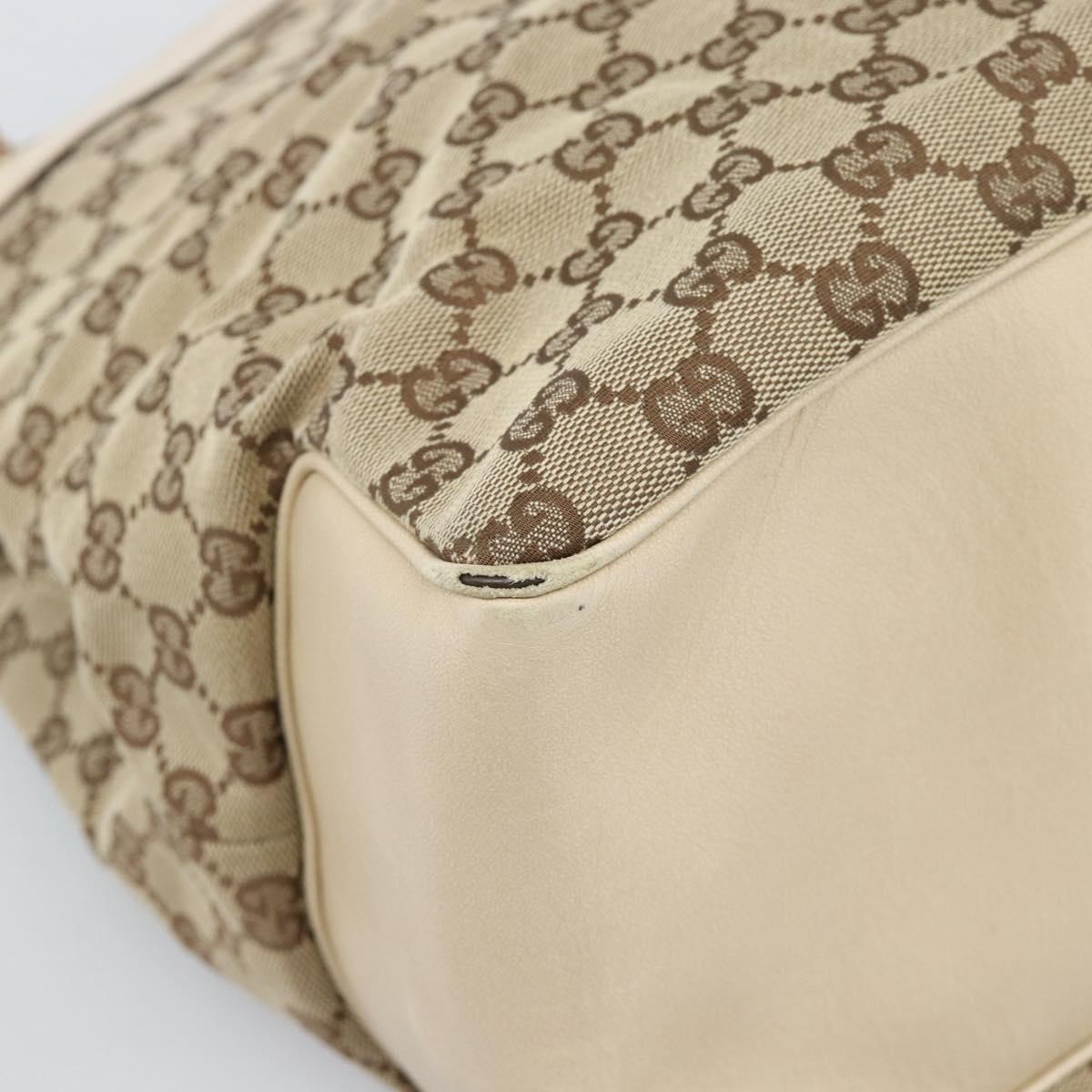 GUCCI GG Canvas Tote Bag Beige Gold 109141 Auth mr2652