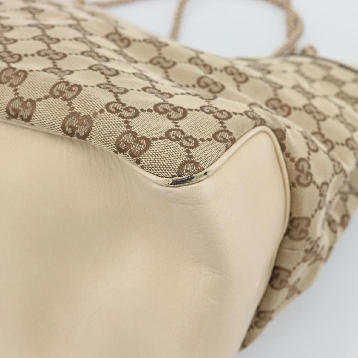 GUCCI GG Canvas Tote Bag Beige Gold 109141 Auth mr2652