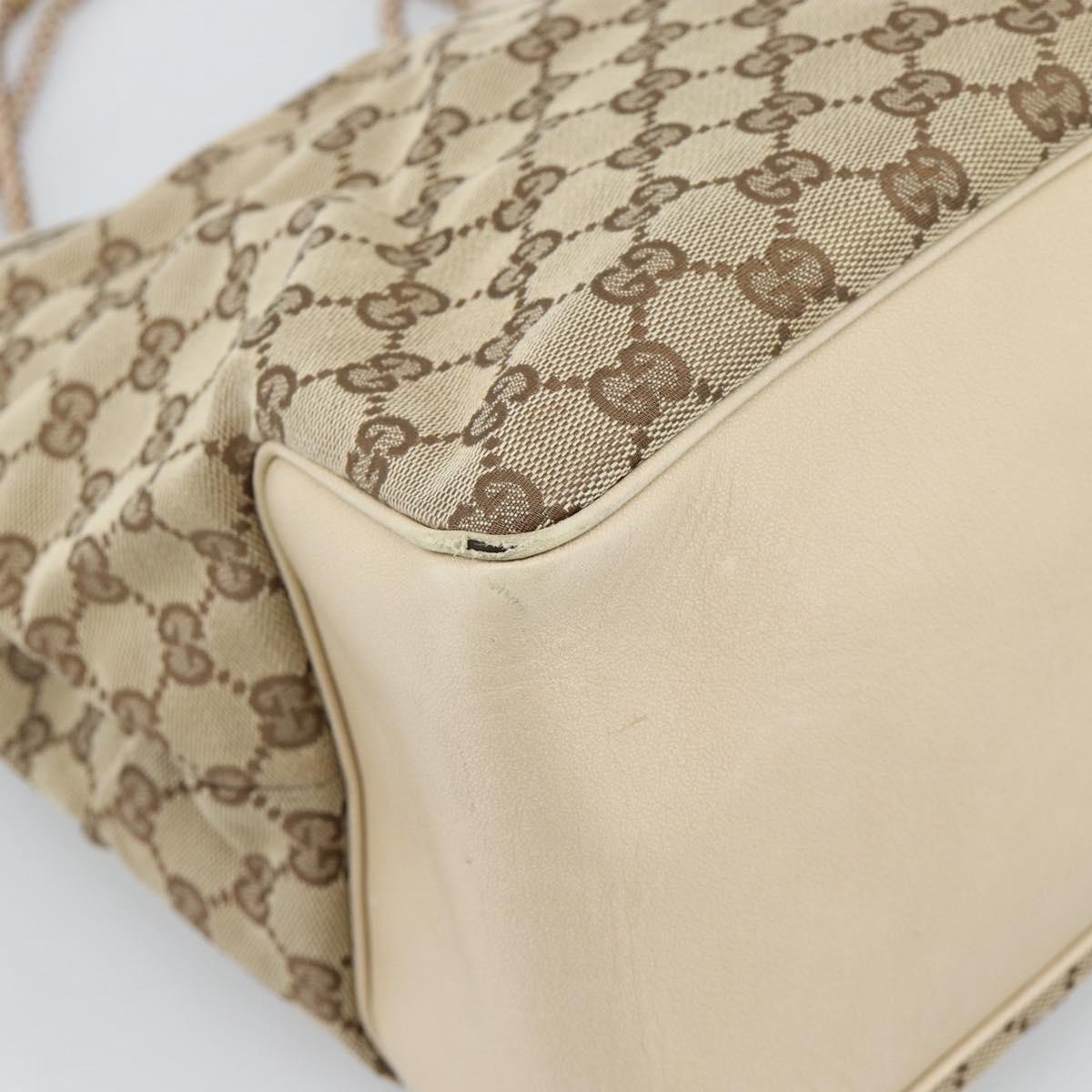 GUCCI GG Canvas Tote Bag Beige Gold 109141 Auth mr2652