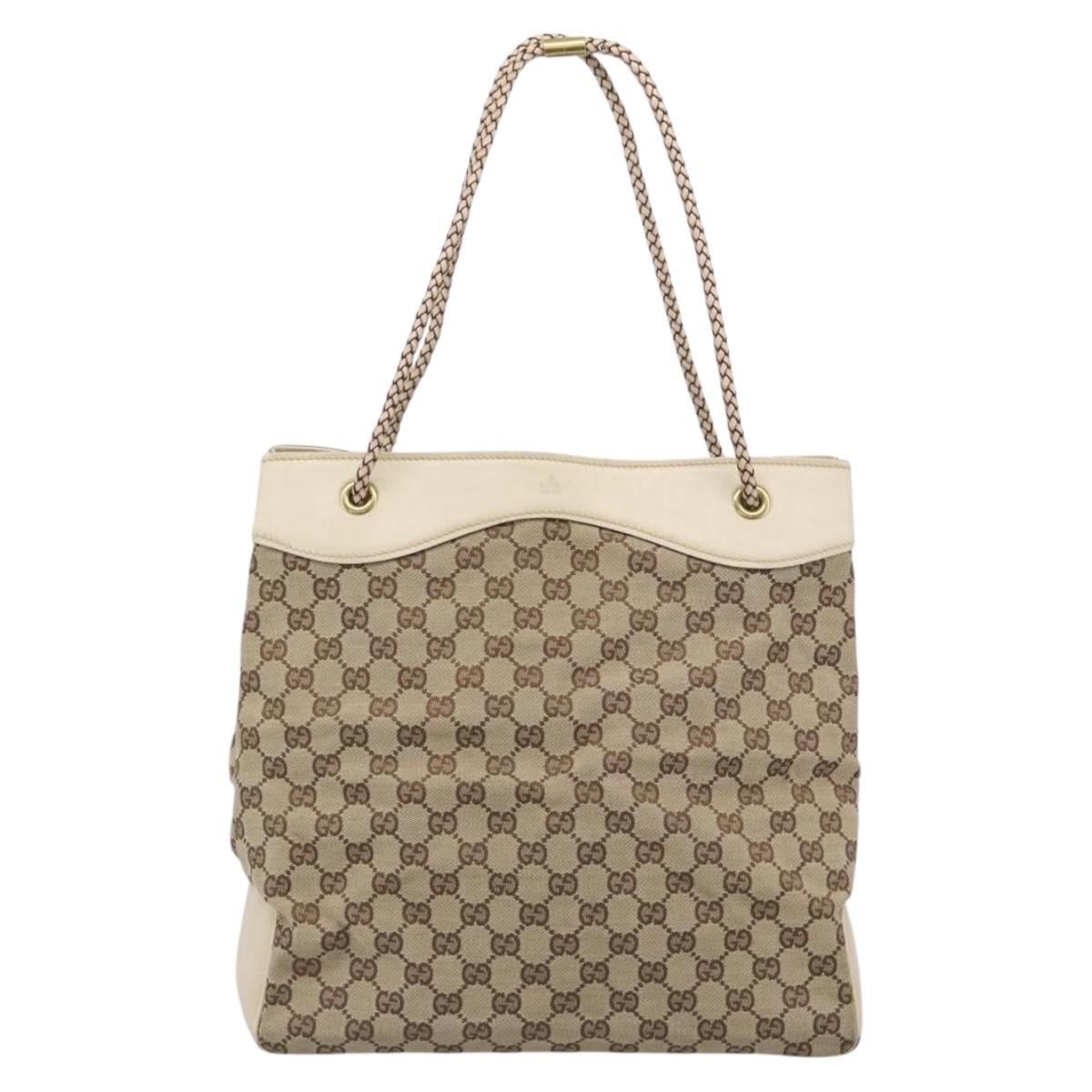 GUCCI GG Canvas Tote Bag Beige Gold 109141 Auth mr2652