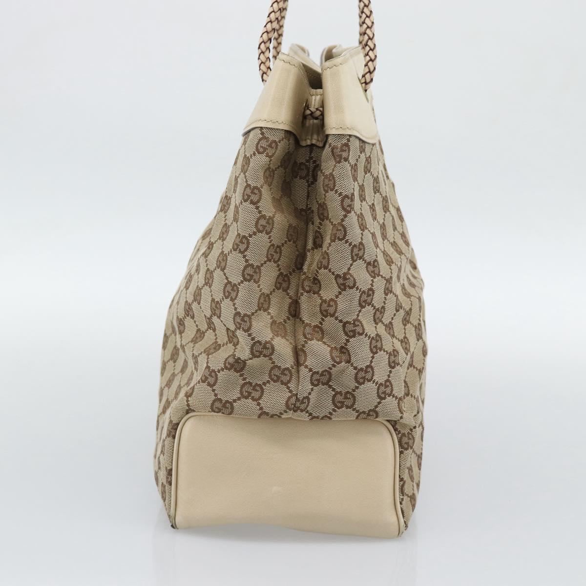 GUCCI GG Canvas Tote Bag Beige Gold 109141 Auth mr2652