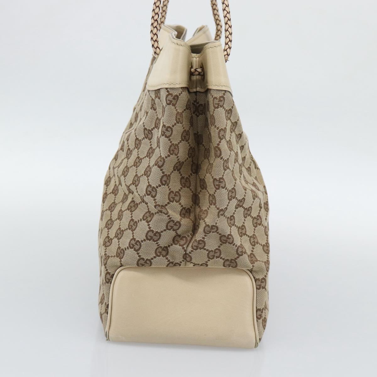 GUCCI GG Canvas Tote Bag Beige Gold 109141 Auth mr2652