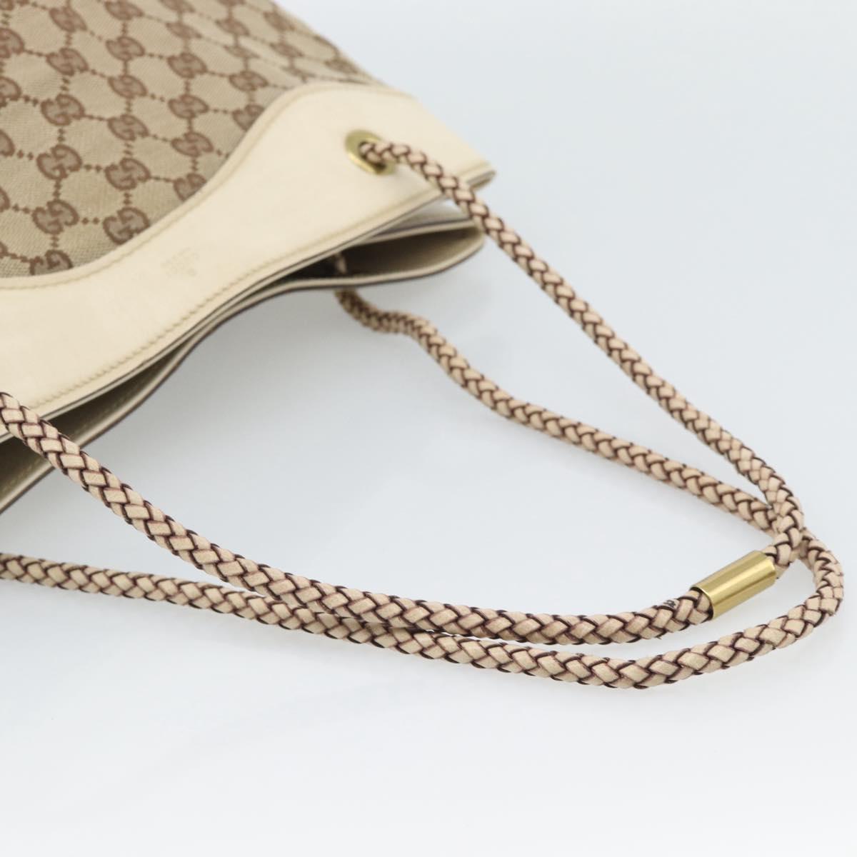 GUCCI GG Canvas Tote Bag Beige Gold 109141 Auth mr2652