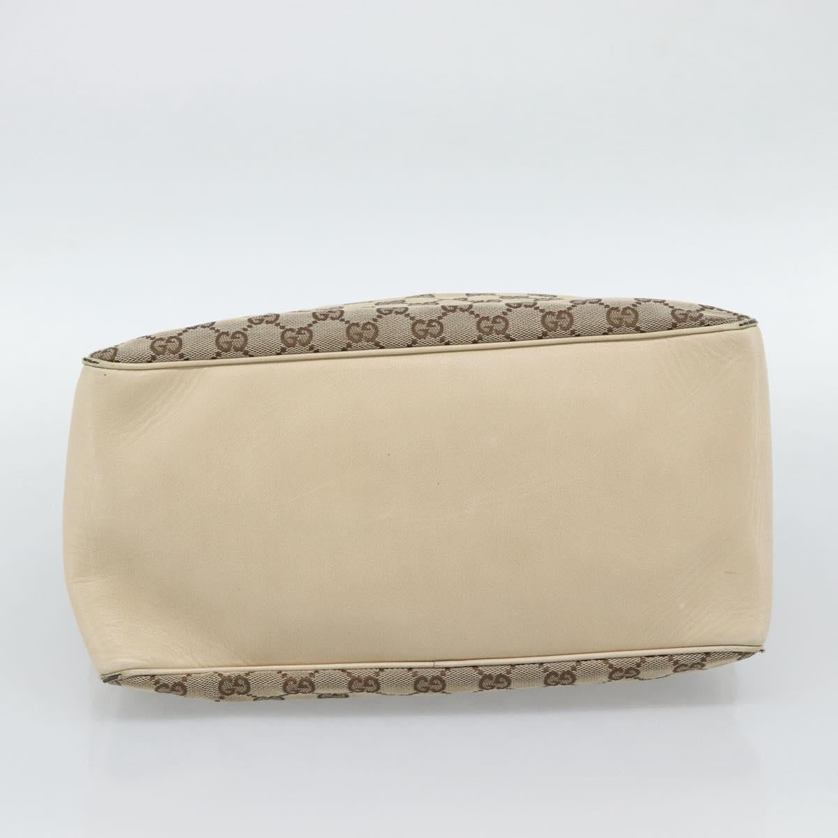 GUCCI GG Canvas Tote Bag Beige Gold 109141 Auth mr2652