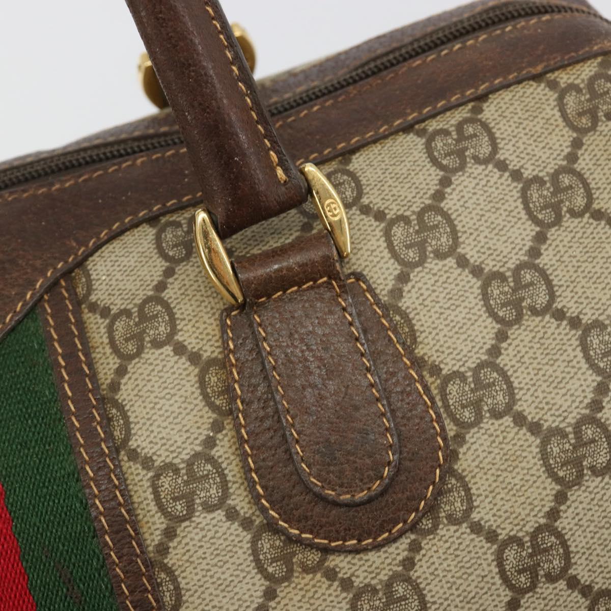 GUCCI GG Supreme Web Sherry Line Bag PVC Beige Gold 002 40 0168 Auth mr2654