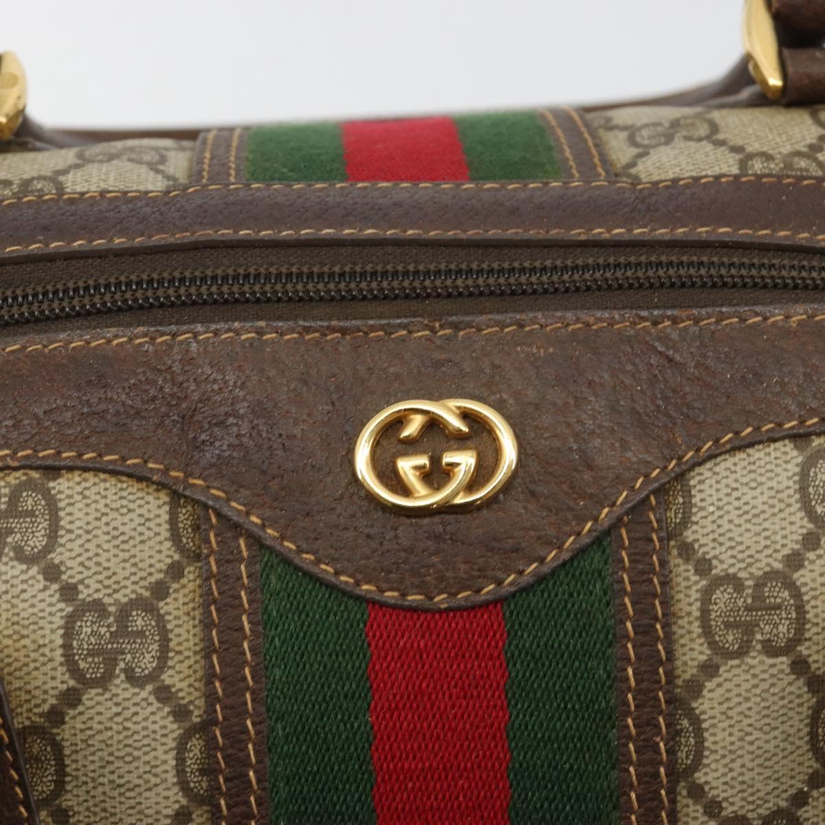 GUCCI GG Supreme Web Sherry Line Bag PVC Beige Gold 002 40 0168 Auth mr2654
