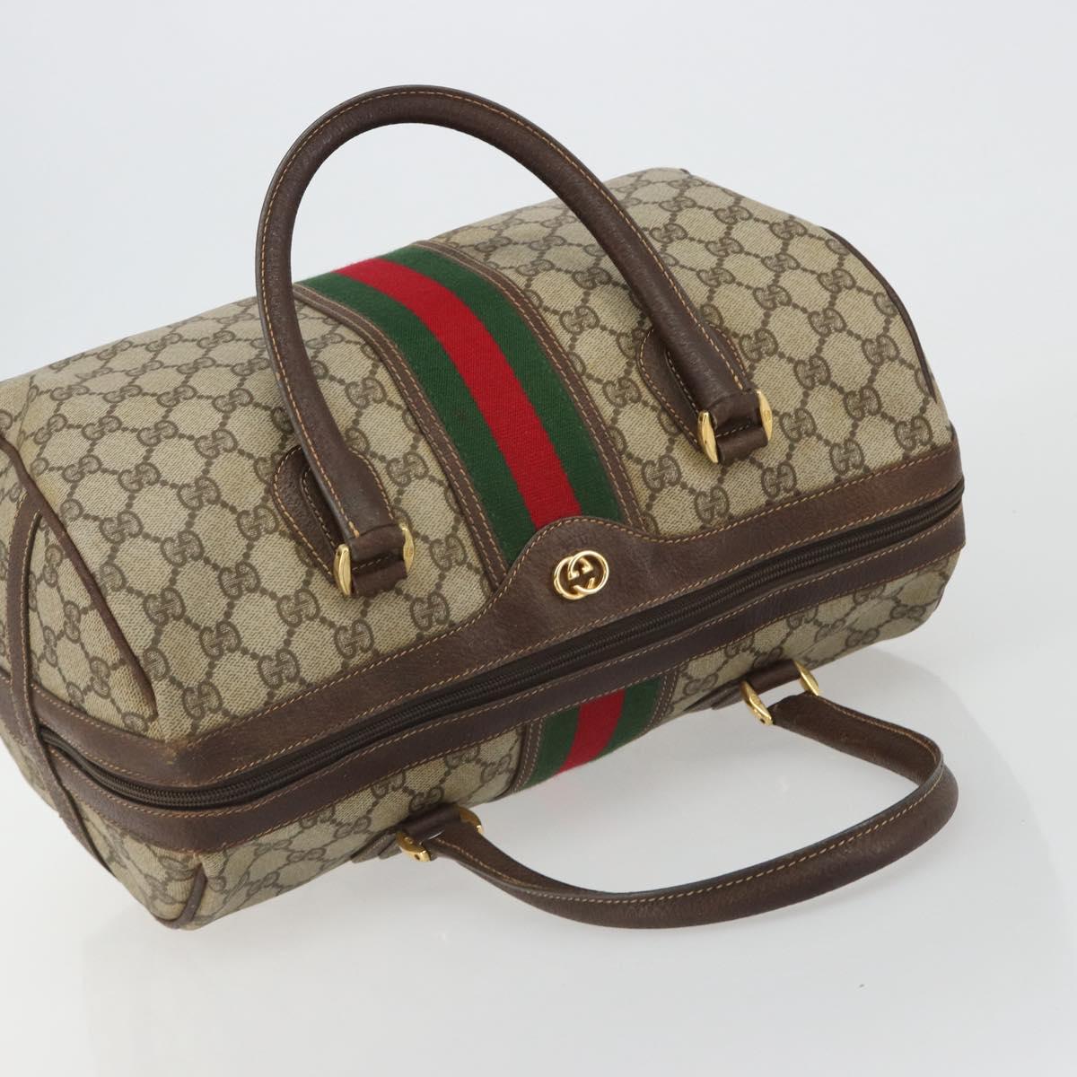 GUCCI GG Supreme Web Sherry Line Bag PVC Beige Gold 002 40 0168 Auth mr2654