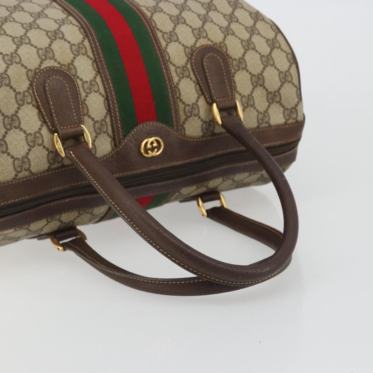 GUCCI GG Supreme Web Sherry Line Bag PVC Beige Gold 002 40 0168 Auth mr2654