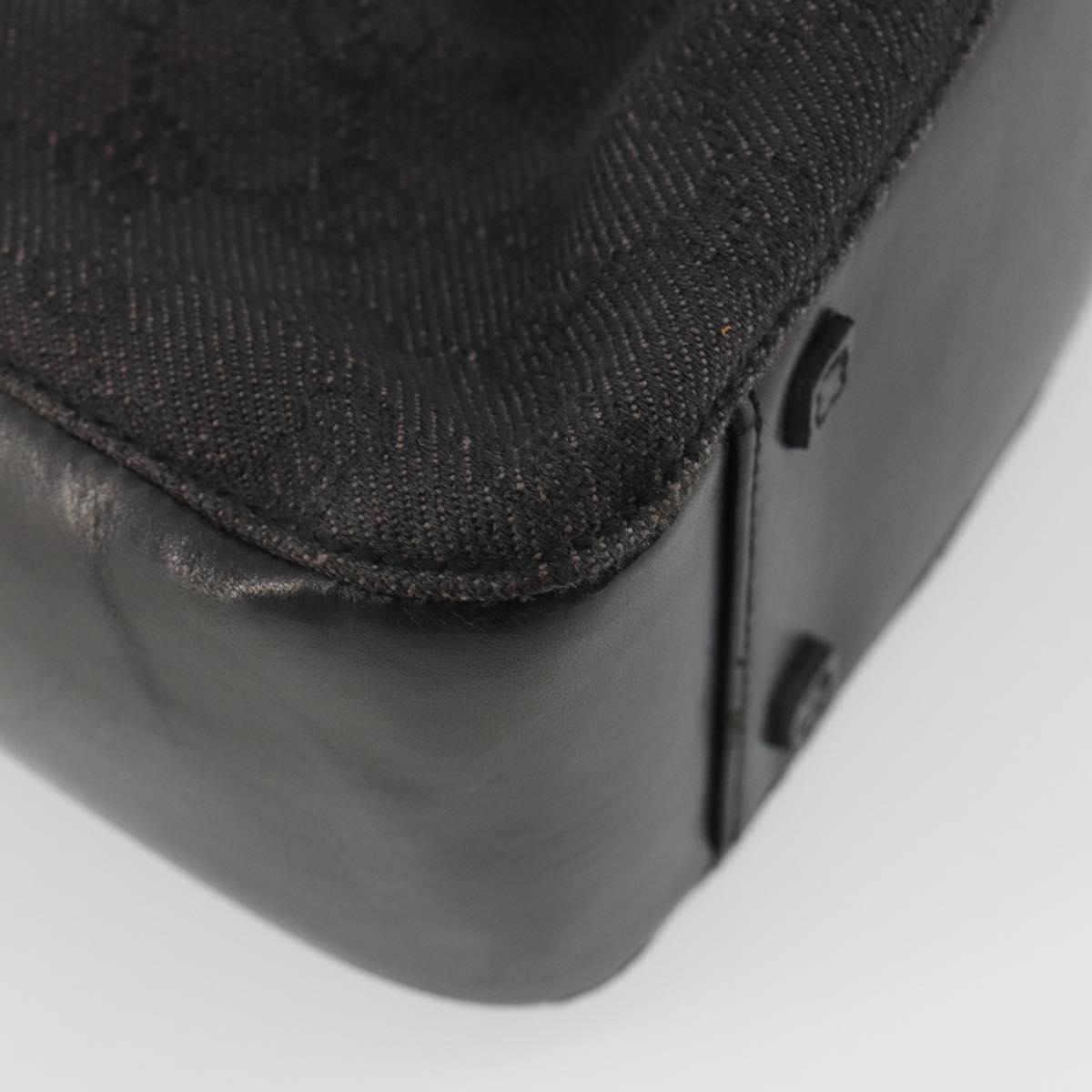 GUCCI GG Canvas Tote Bag Denim Black Silver 101919 Auth mr2655