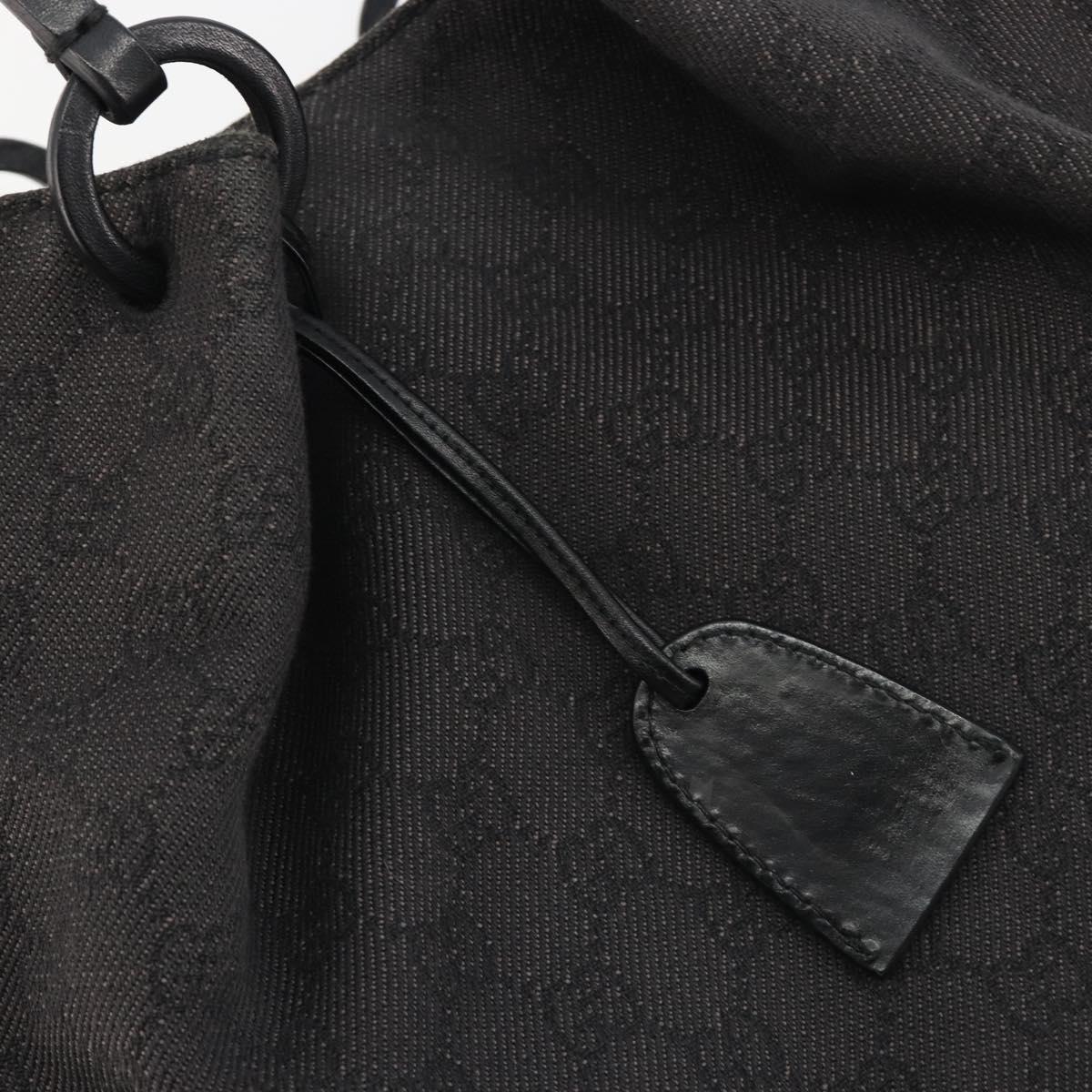 GUCCI GG Canvas Tote Bag Denim Black Silver 101919 Auth mr2655