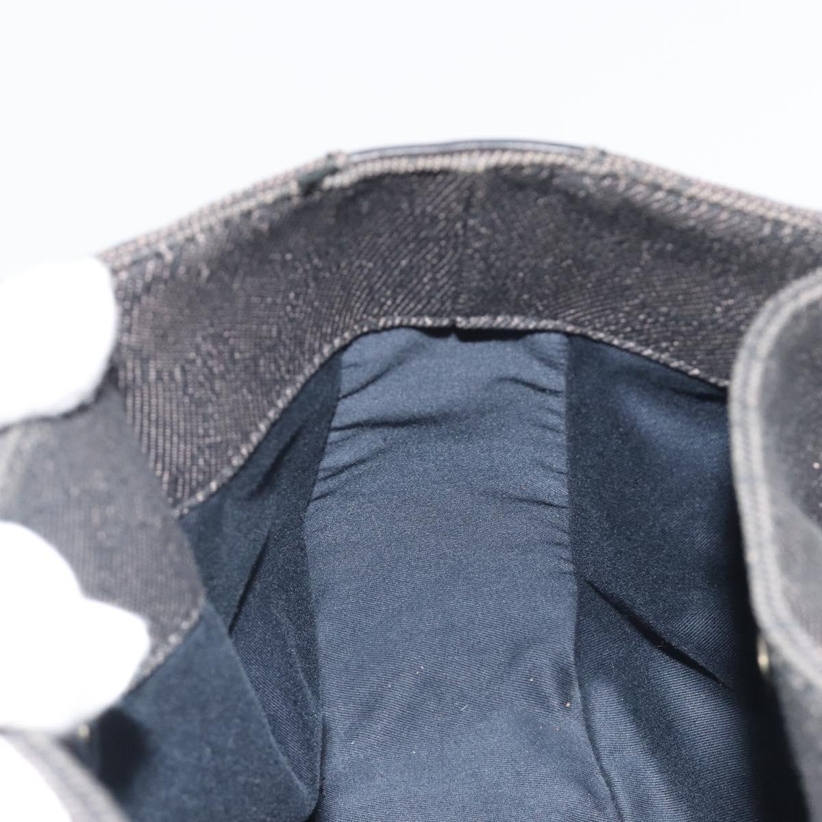 GUCCI GG Canvas Tote Bag Denim Black Silver 101919 Auth mr2655