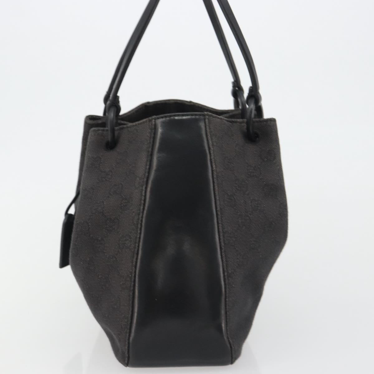 GUCCI GG Canvas Tote Bag Denim Black Silver 101919 Auth mr2655