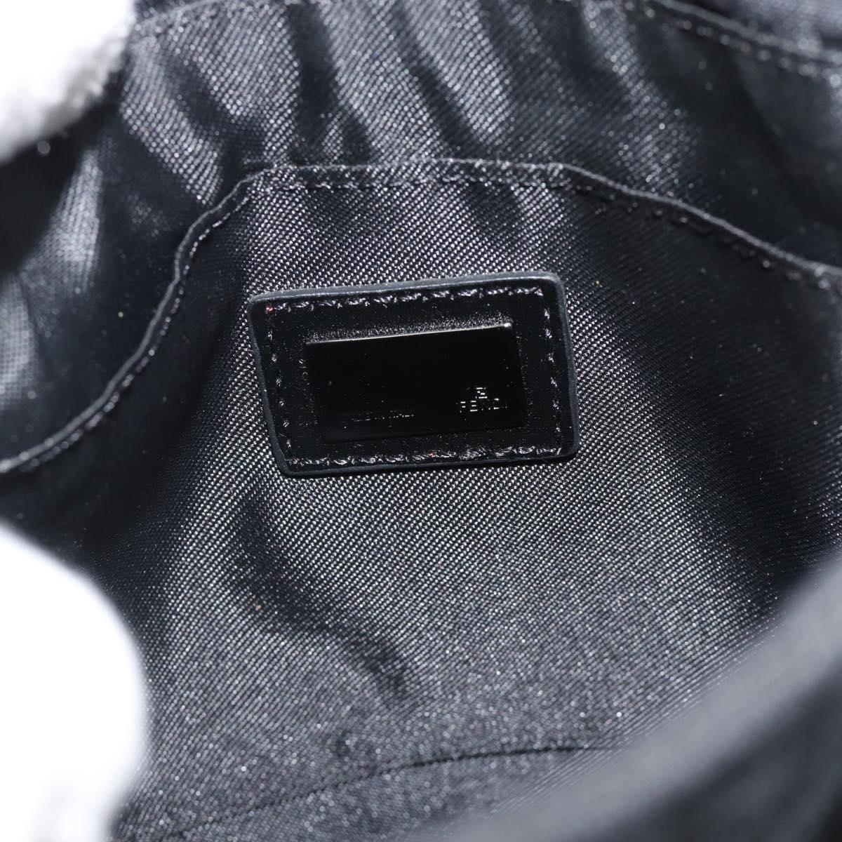 FENDI Zucchino Canvas Shoulder Bag Black Silver Auth mr2656