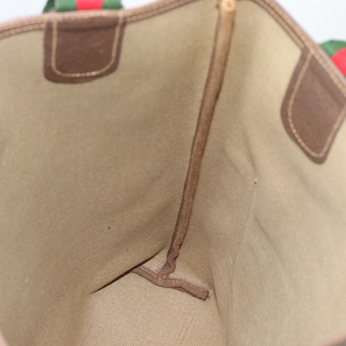 GUCCI GG Supreme Web Sherry Line Tote Bag PVC Beige Gold 40 02 003 Auth mr2657