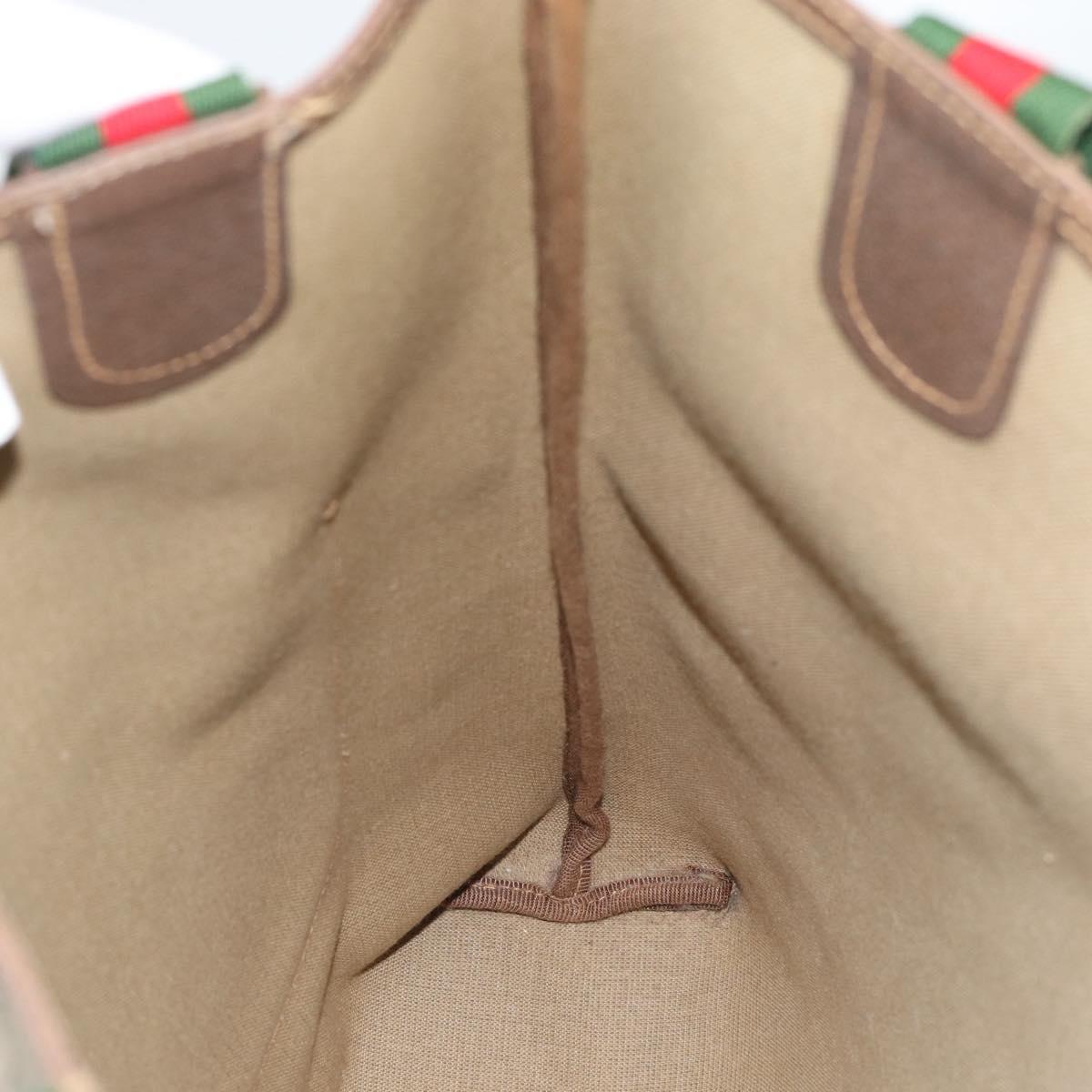 GUCCI GG Supreme Web Sherry Line Tote Bag PVC Beige Gold 40 02 003 Auth mr2657