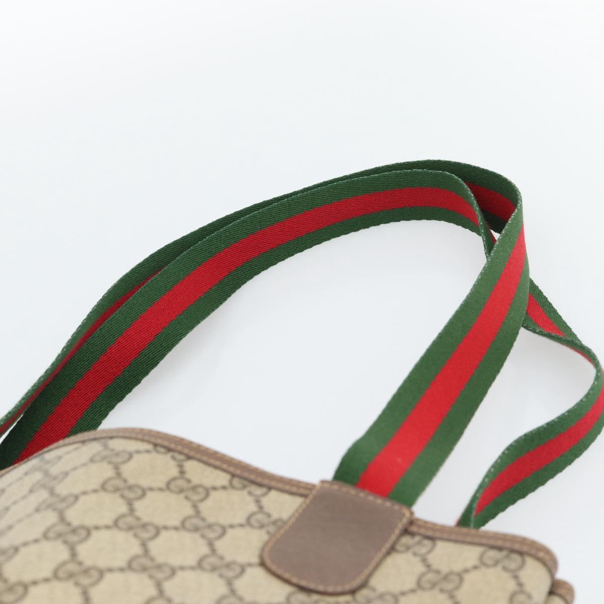 GUCCI GG Supreme Web Sherry Line Tote Bag PVC Beige Gold 40 02 003 Auth mr2657
