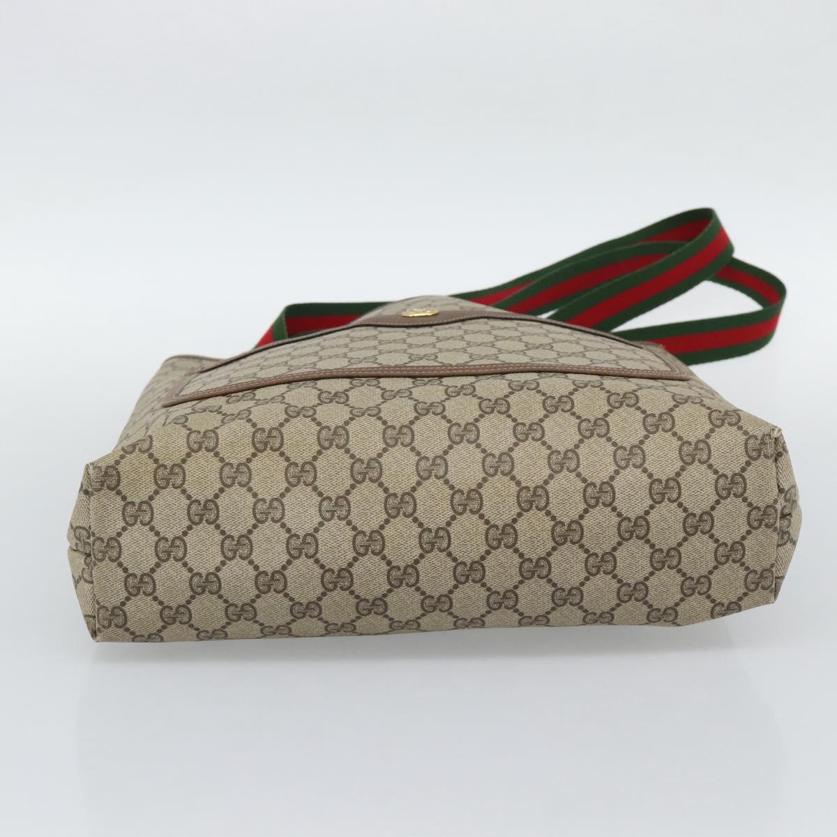 GUCCI GG Supreme Web Sherry Line Tote Bag PVC Beige Gold 40 02 003 Auth mr2657