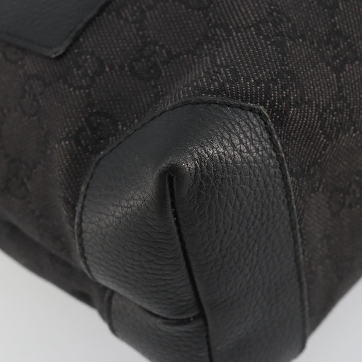 GUCCI GG Canvas Tote Bag Denim Black Silver 180450 Auth mr2658