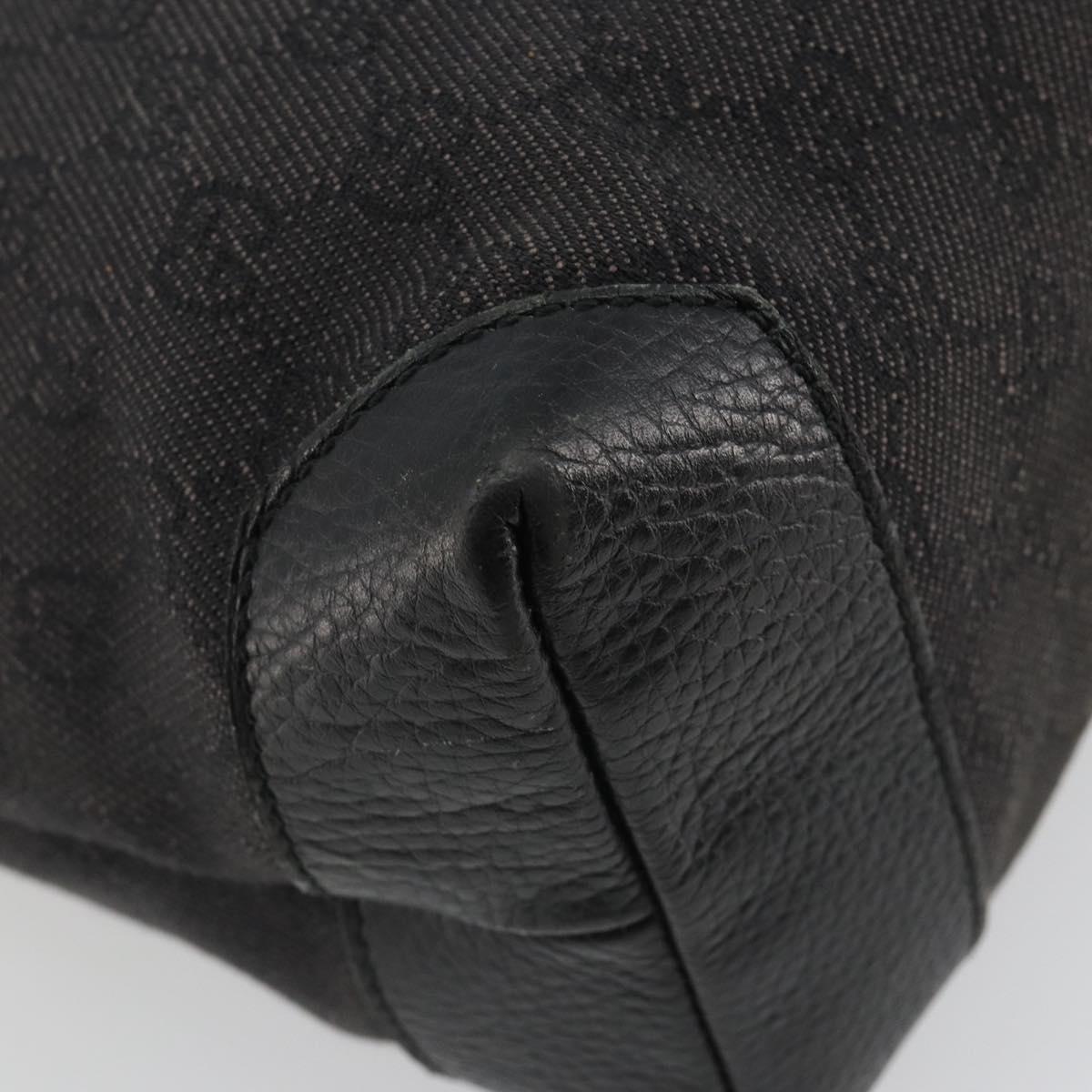 GUCCI GG Canvas Tote Bag Denim Black Silver 180450 Auth mr2658