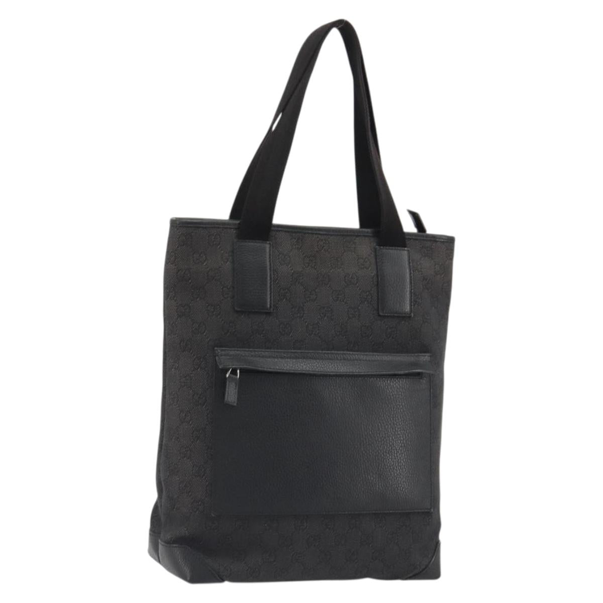 GUCCI GG Canvas Tote Bag Denim Black Silver 180450 Auth mr2658