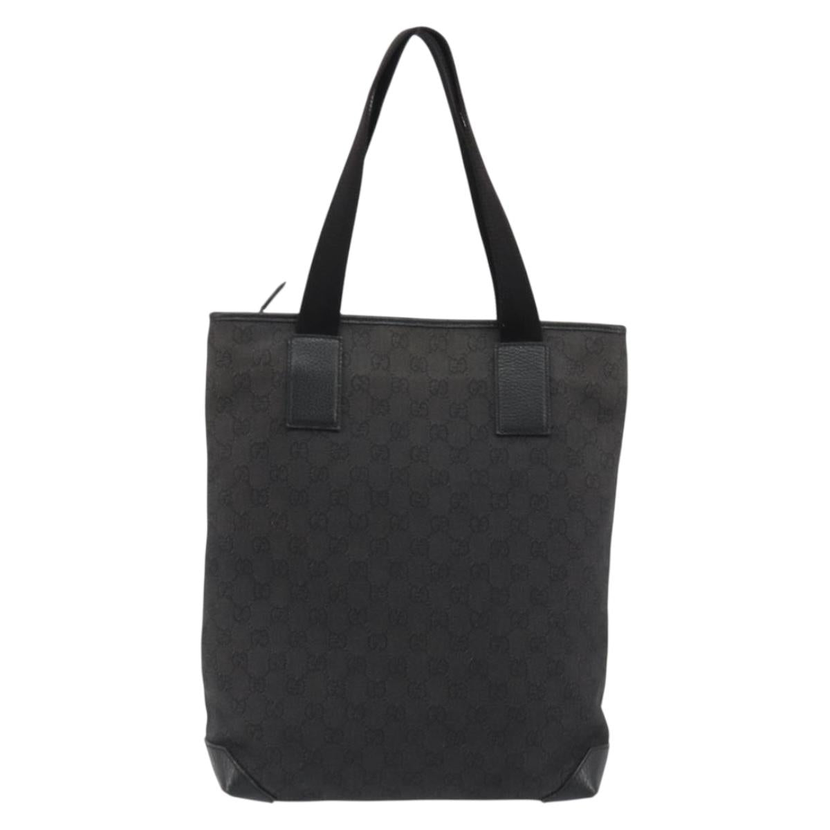 GUCCI GG Canvas Tote Bag Denim Black Silver 180450 Auth mr2658
