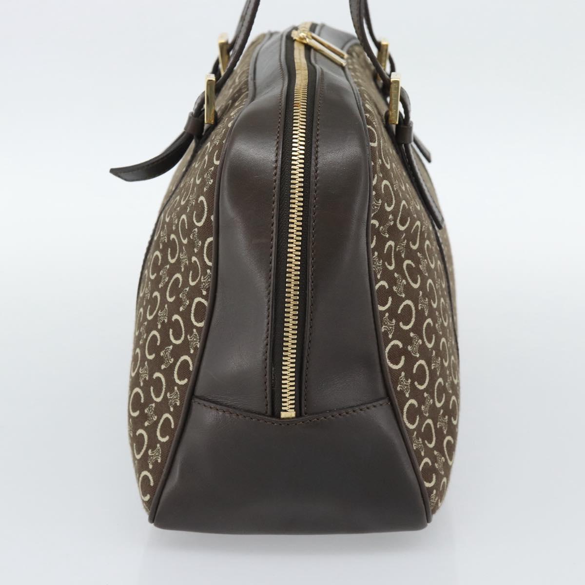 CELINE C Macadam Canvas Hand Bag Brown Gold Auth mr2659
