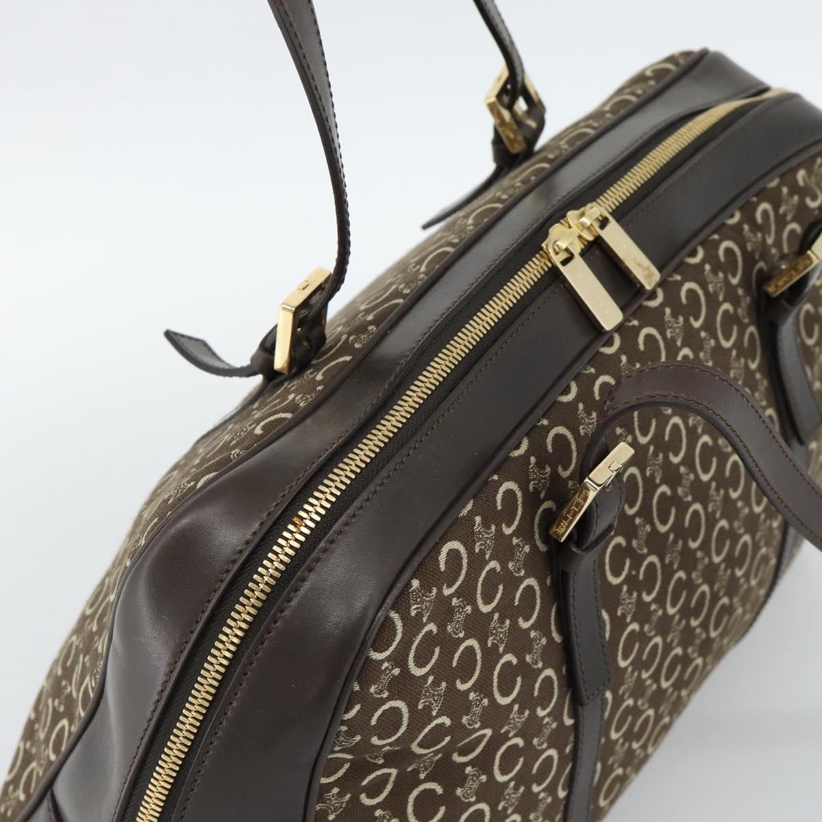 CELINE C Macadam Canvas Hand Bag Brown Gold Auth mr2659