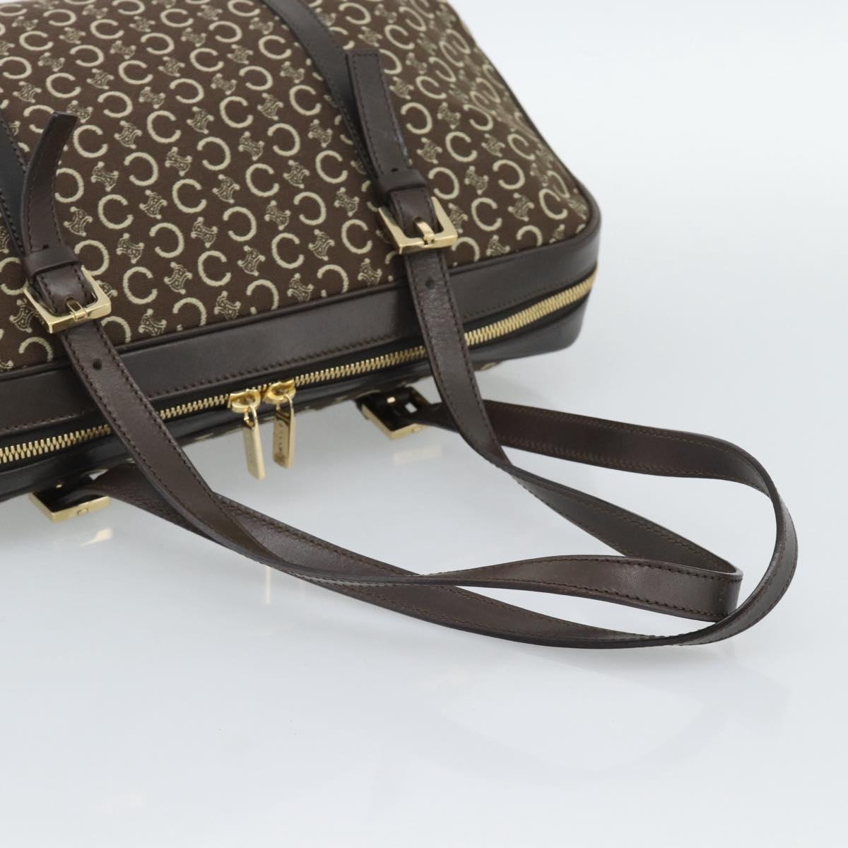 CELINE C Macadam Canvas Hand Bag Brown Gold Auth mr2659