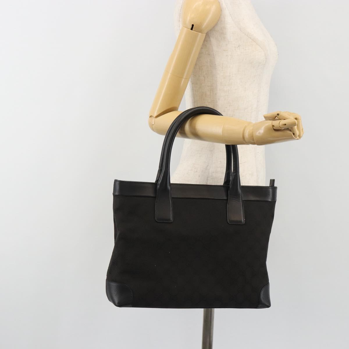 GUCCI GG Canvas Tote Bag Black Silver 002 1119 Auth mr2660