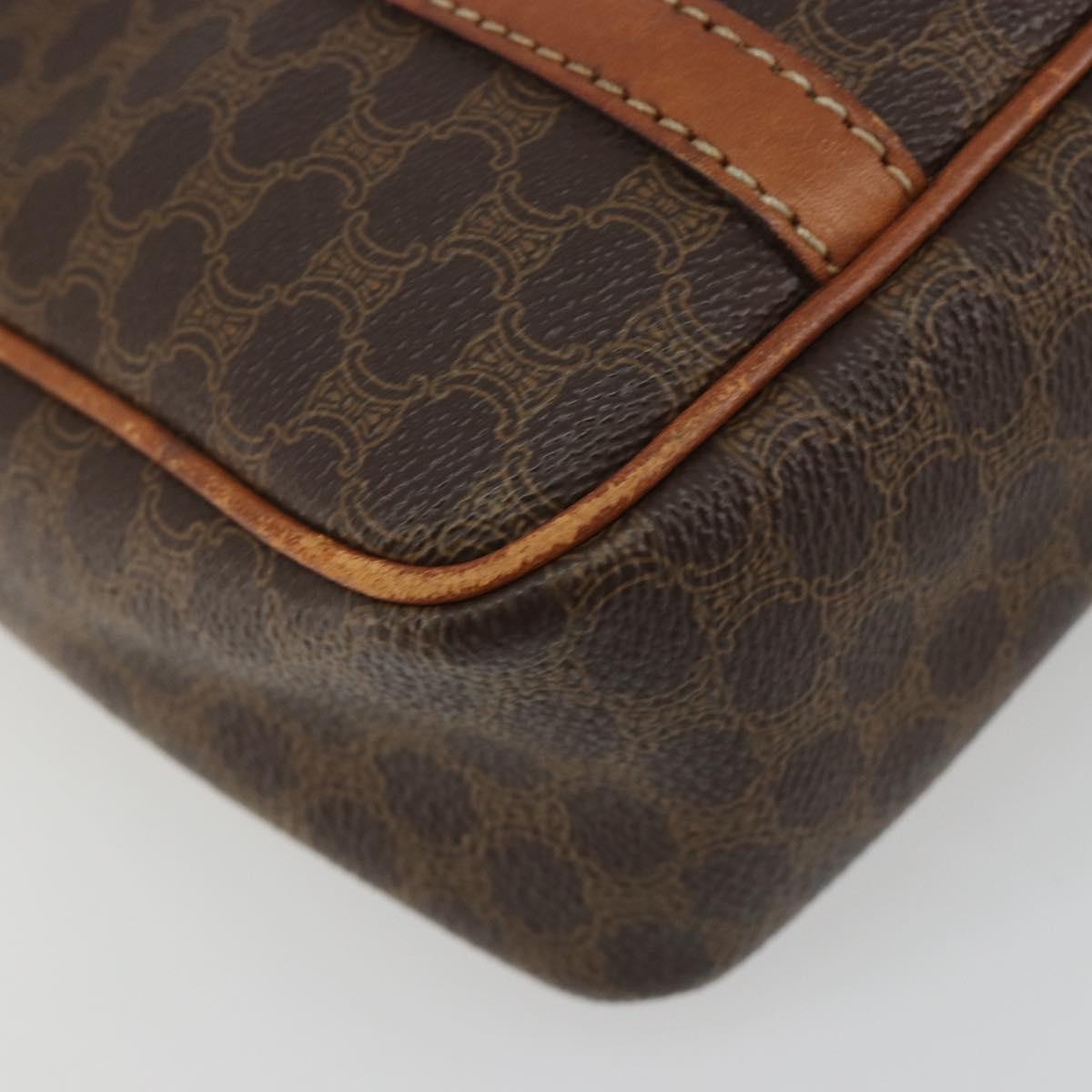 CELINE Macadam Canvas Hand Bag PVC Leather Brown Gold Auth mr2661