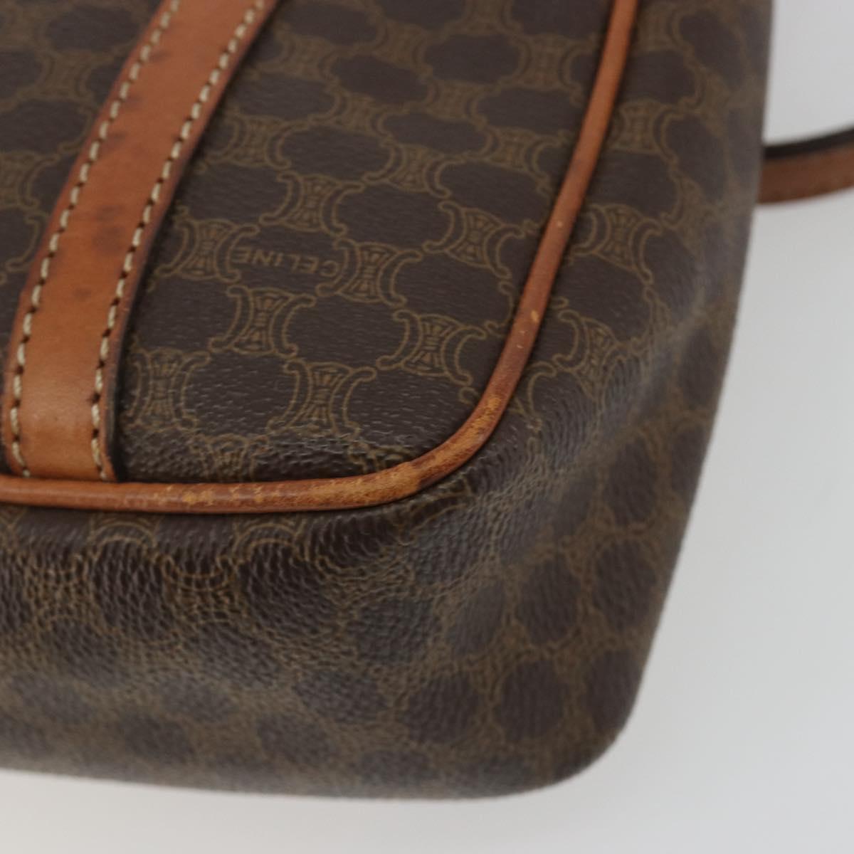 CELINE Macadam Canvas Hand Bag PVC Leather Brown Gold Auth mr2661