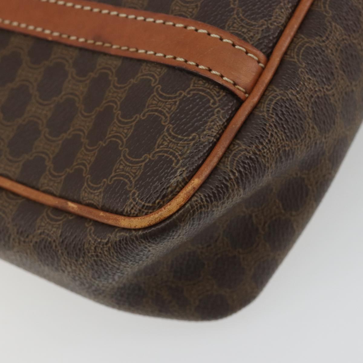 CELINE Macadam Canvas Hand Bag PVC Leather Brown Gold Auth mr2661