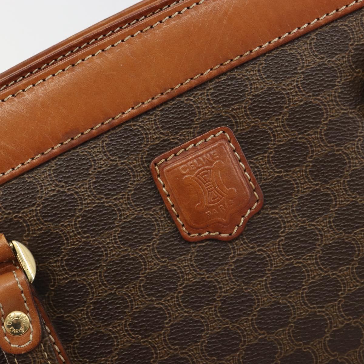 CELINE Macadam Canvas Hand Bag PVC Leather Brown Gold Auth mr2661