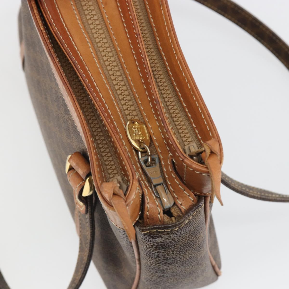 CELINE Macadam Canvas Hand Bag PVC Leather Brown Gold Auth mr2661