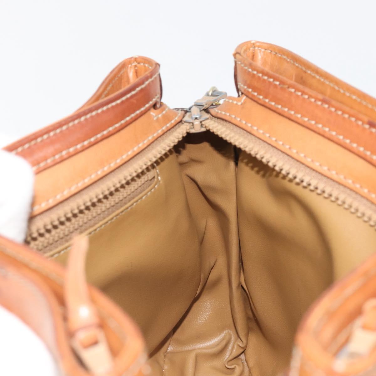 CELINE Macadam Canvas Hand Bag PVC Leather Brown Gold Auth mr2661