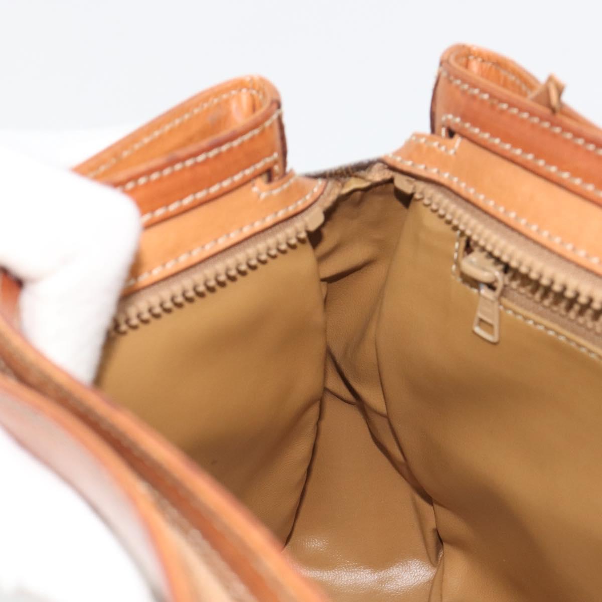 CELINE Macadam Canvas Hand Bag PVC Leather Brown Gold Auth mr2661