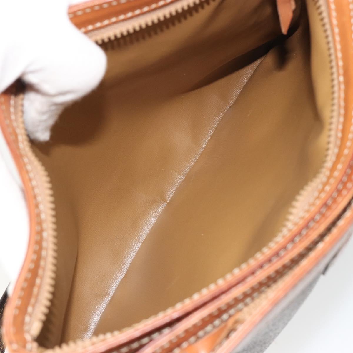CELINE Macadam Canvas Hand Bag PVC Leather Brown Gold Auth mr2661